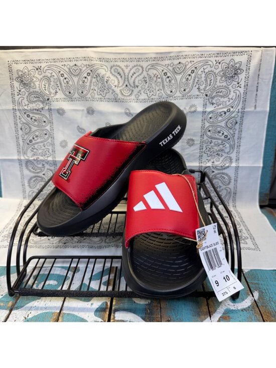 NWT adidas Light Blaze Slides Guns Up Texas Tech IH7122 Men’s Size 9 Rare Find